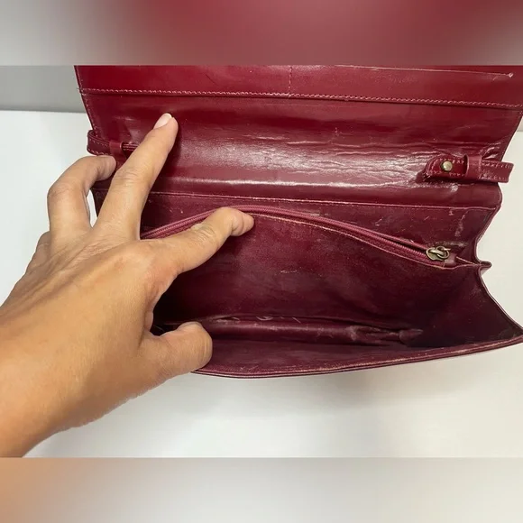 Vintage Le Must De Cartier Leather Bag Ladies Red Bordeaux Purse - Picture 6 of 10